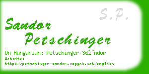 sandor petschinger business card